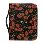 Embroidery Poppy Pattern Print Leather Bible Cover