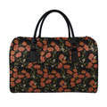 Embroidery Poppy Pattern Print Leather Duffel Bag
