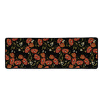 Embroidery Poppy Pattern Print Long Kitchen Mat