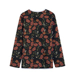 Embroidery Poppy Pattern Print Long Sleeve Short Coat