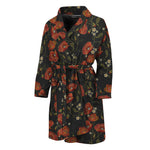 Embroidery Poppy Pattern Print Men's Bathrobe