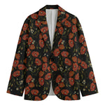 Embroidery Poppy Pattern Print Men's Blazer
