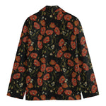 Embroidery Poppy Pattern Print Men's Blazer