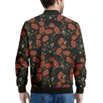 Embroidery Poppy Pattern Print Men's Bomber Jacket