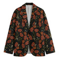 Embroidery Poppy Pattern Print Men's Cotton Blazer