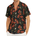 Embroidery Poppy Pattern Print Men's Deep V-Neck Shirt