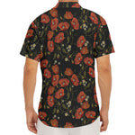 Embroidery Poppy Pattern Print Men's Deep V-Neck Shirt