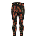 Embroidery Poppy Pattern Print Men's Leggings