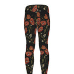 Embroidery Poppy Pattern Print Men's leggings