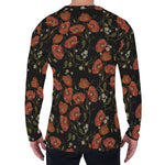 Embroidery Poppy Pattern Print Men's Long Sleeve T-Shirt