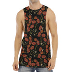 Embroidery Poppy Pattern Print Men's Muscle Tank Top
