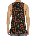 Embroidery Poppy Pattern Print Men's Muscle Tank Top