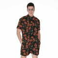 Embroidery Poppy Pattern Print Men's Romper