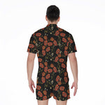 Embroidery Poppy Pattern Print Men's Rompers