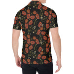 Embroidery Poppy Pattern Print Men's Shirt