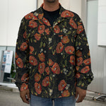 Embroidery Poppy Pattern Print Men's Shirt Jacket