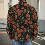 Embroidery Poppy Pattern Print Men's Shirt Jacket