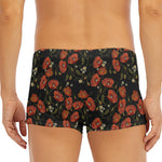 Embroidery Poppy Pattern Print Men's Short Boxer Briefs