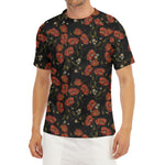 Embroidery Poppy Pattern Print Men's Short Sleeve Rash Guard