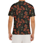 Embroidery Poppy Pattern Print Men's Short Sleeve Rash Guard