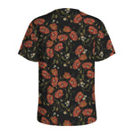 Embroidery Poppy Pattern Print Men's Sports T-Shirt