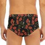 Embroidery Poppy Pattern Print Men's Triangle Swim Briefs