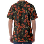 Embroidery Poppy Pattern Print Men's Velvet T-Shirt