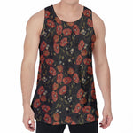 Embroidery Poppy Pattern Print Men's Velvet Tank Top