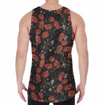 Embroidery Poppy Pattern Print Men's Velvet Tank Top