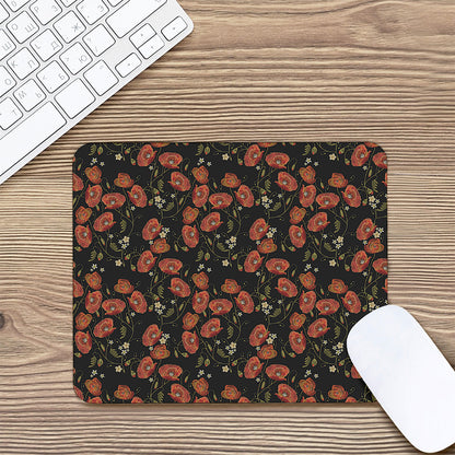 Embroidery Poppy Pattern Print Mouse Pad