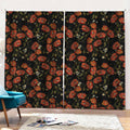 Embroidery Poppy Pattern Print Pencil Pleat Curtains