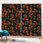 Embroidery Poppy Pattern Print Pencil Pleat Curtains
