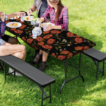Embroidery Poppy Pattern Print Picnic Table Cover