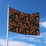 Embroidery Poppy Pattern Print Polyester Flag