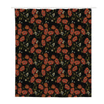 Embroidery Poppy Pattern Print Polyester Shower Curtain