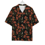 Embroidery Poppy Pattern Print Rayon Hawaiian Shirt