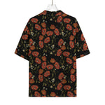 Embroidery Poppy Pattern Print Rayon Hawaiian Shirt