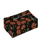 Embroidery Poppy Pattern Print Rectangle Tissue Box Cover