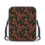 Embroidery Poppy Pattern Print Rectangular Crossbody Bag