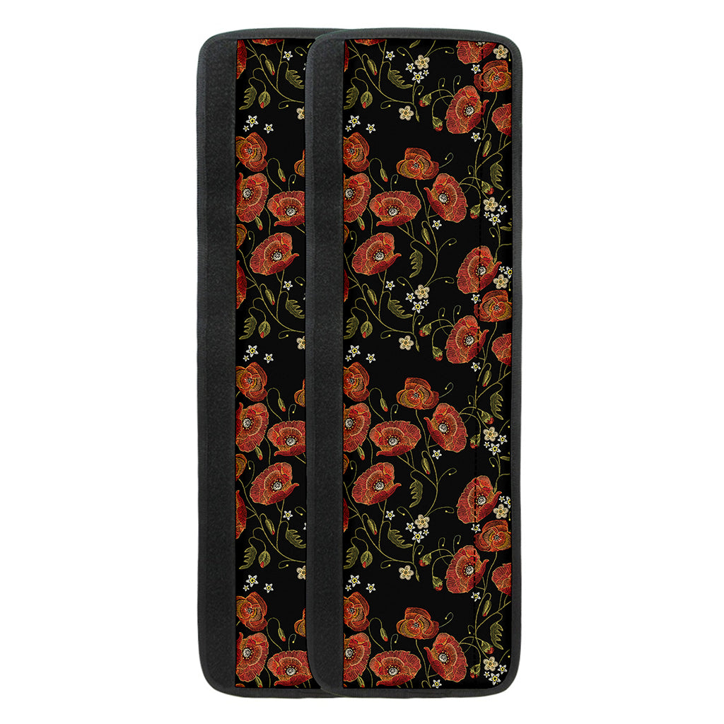 Embroidery Poppy Pattern Print Refrigerator Handle Covers