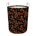 Embroidery Poppy Pattern Print Round Laundry Basket