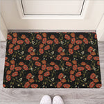 Embroidery Poppy Pattern Print Rubber Doormat