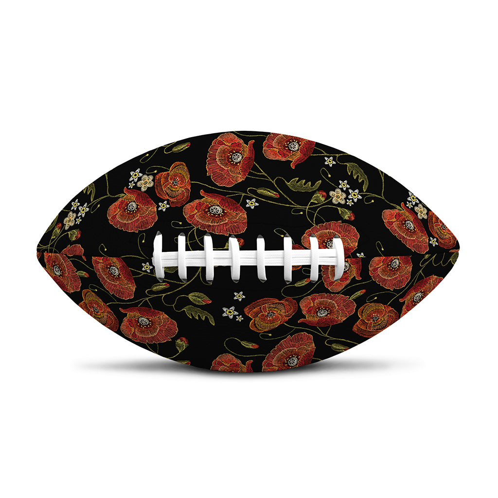 Embroidery Poppy Pattern Print Rugby Ball