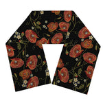 Embroidery Poppy Pattern Print Scarf
