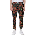 Embroidery Poppy Pattern Print Joggers