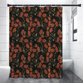 Embroidery Poppy Pattern Print Shower Curtain