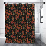 Embroidery Poppy Pattern Print Shower Curtain