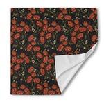 Embroidery Poppy Pattern Print Silk Bandana