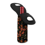 Embroidery Poppy Pattern Print Single Neoprene Wine Tote