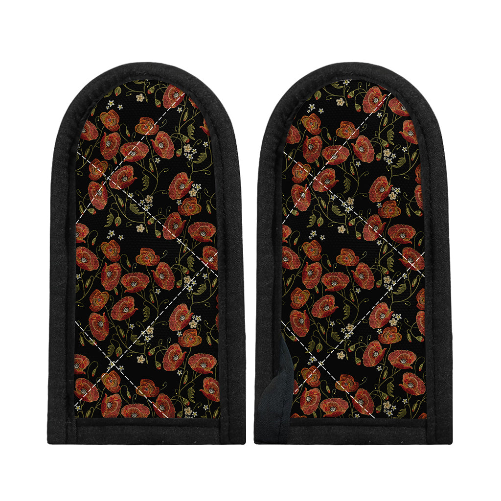 Embroidery Poppy Pattern Print Skillet Handle Cover